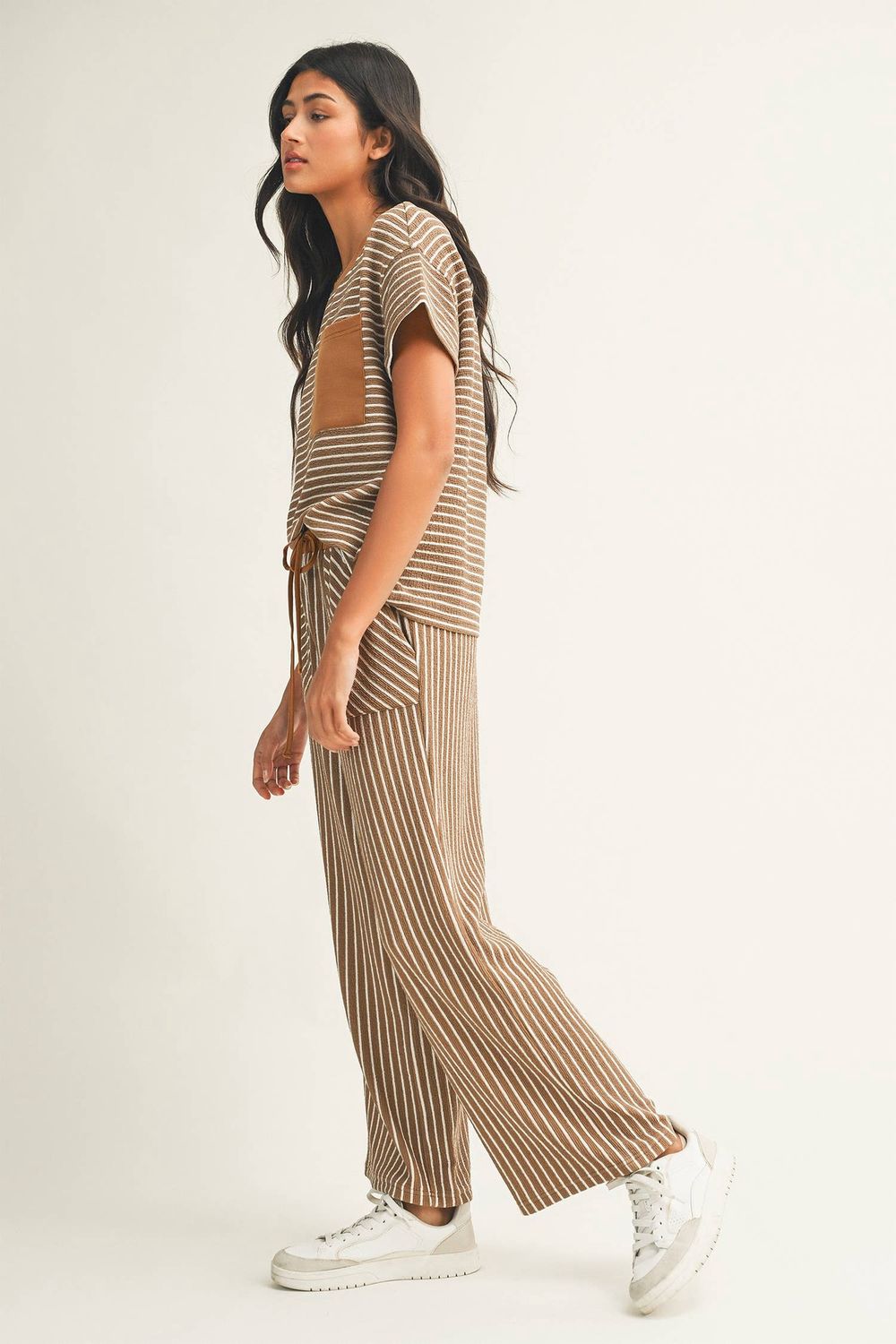Striped Drawstring Waist Cropped Pants Set| S-4X