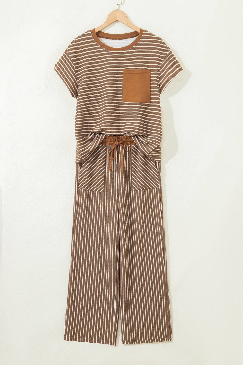 Striped Drawstring Waist Cropped Pants Set| S-4X