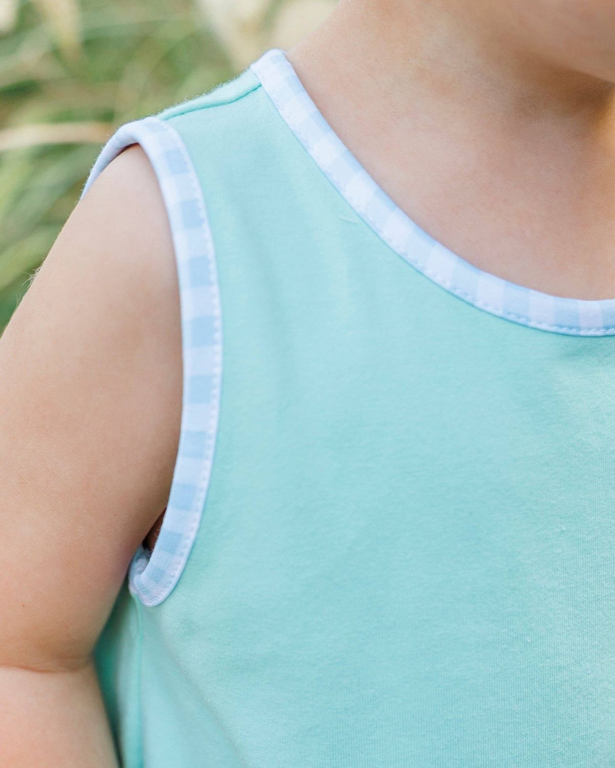 Avery Bubble- Mint w/ Light Blue Gingham