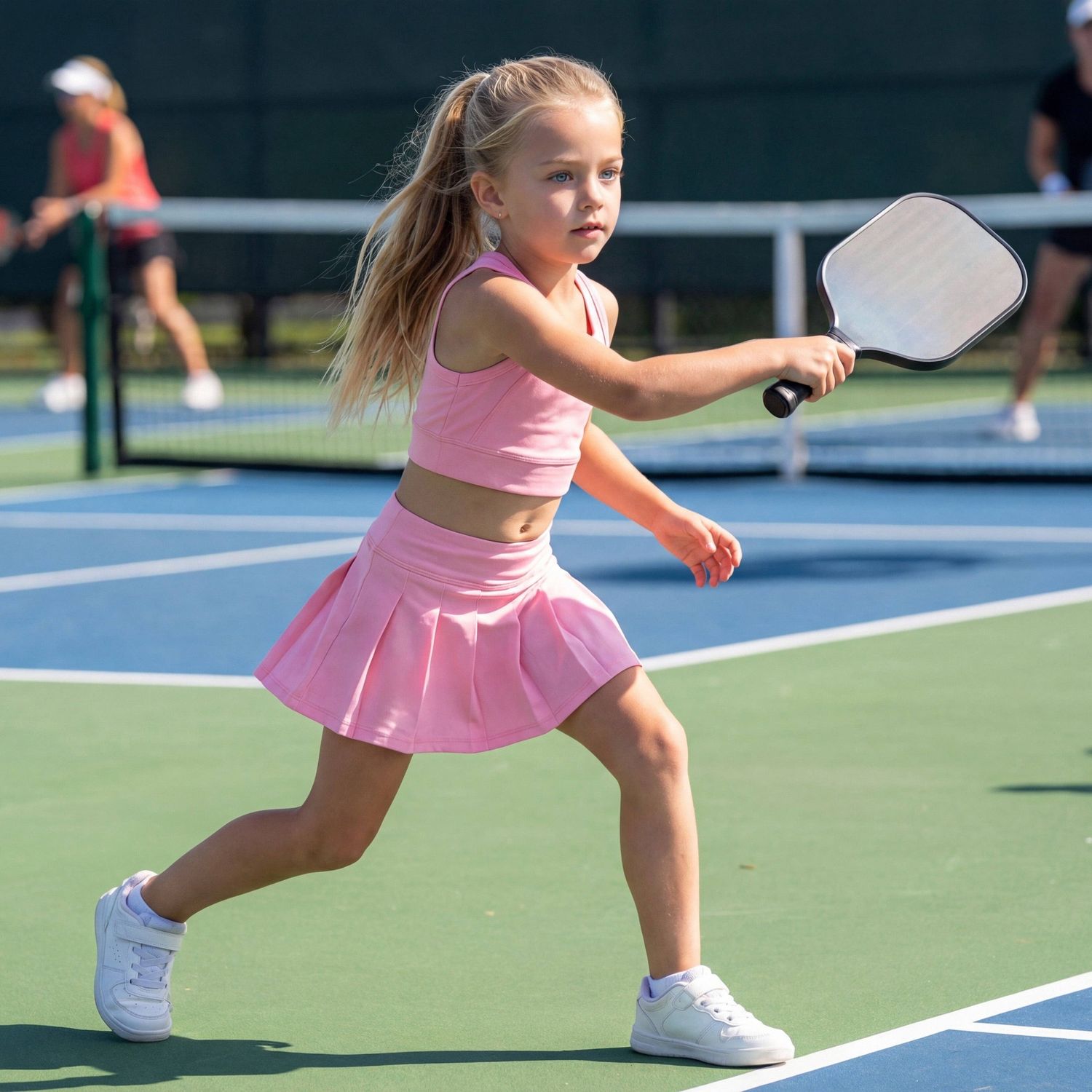 Girls Powder Pink Athletic Pleated Skirt Active Sport Set