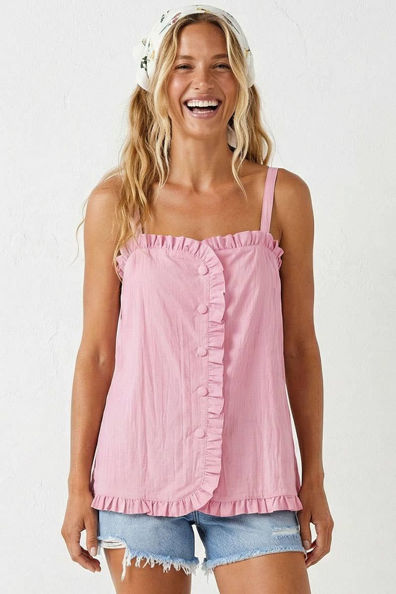 Ruffle Detail Shirt Tank Top