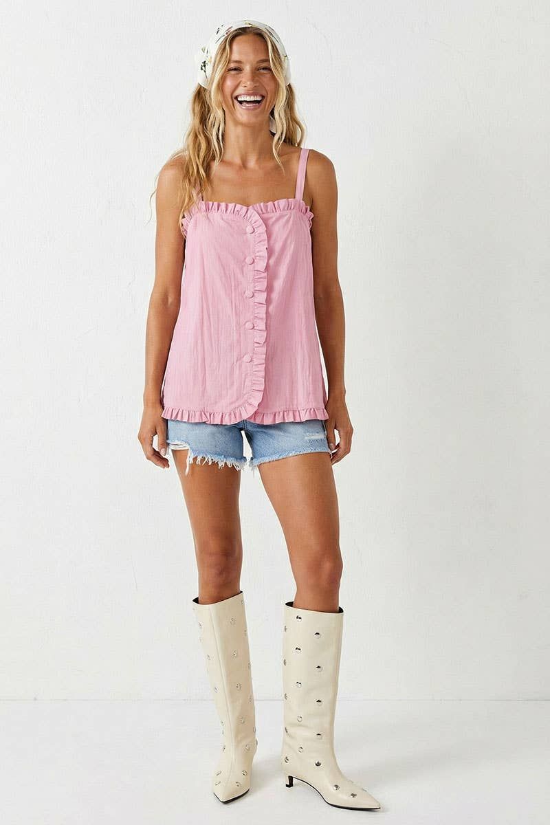 Ruffle Detail Shirt Tank Top