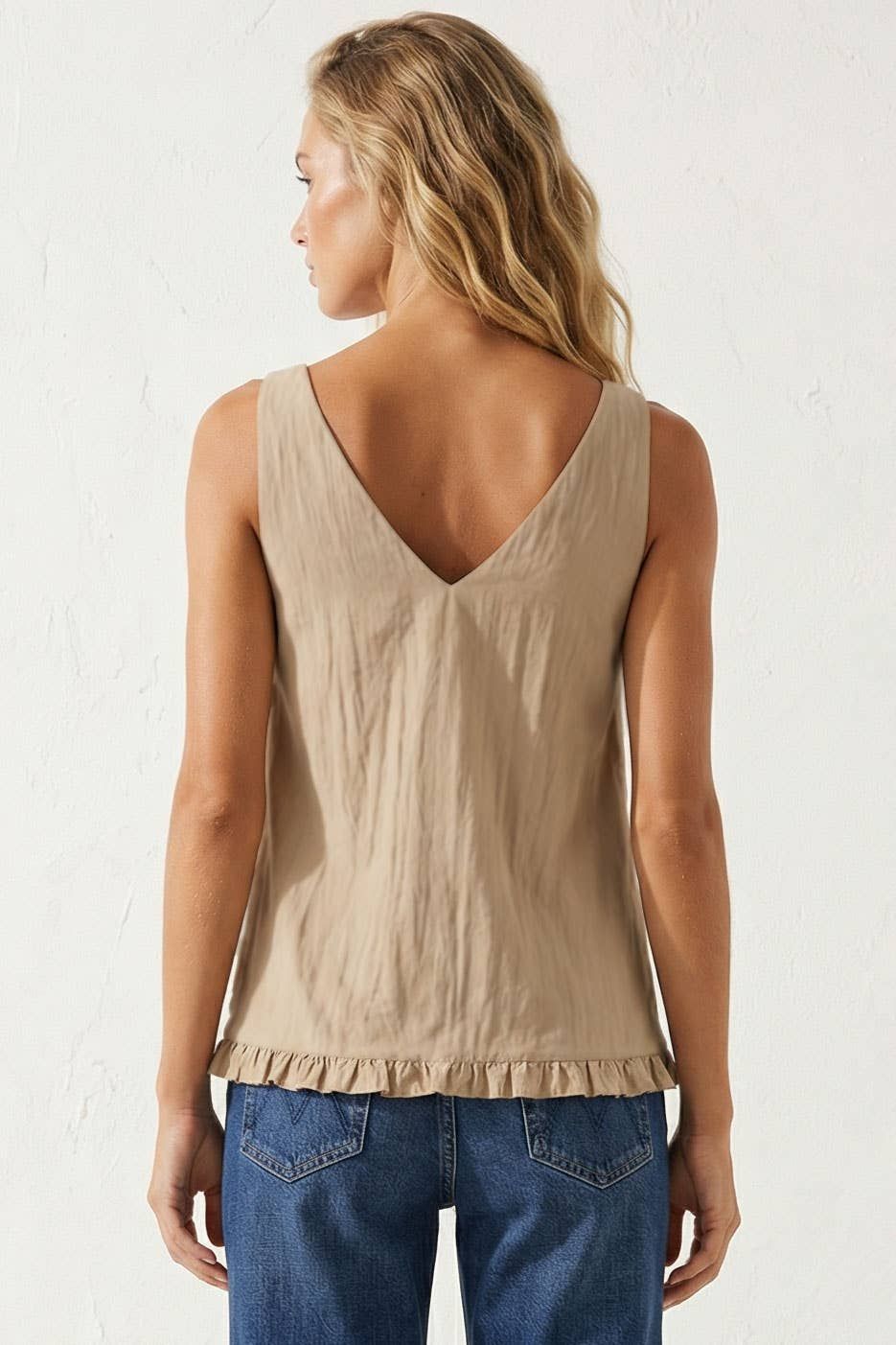Ruffle Detail Shirt Tank Top
