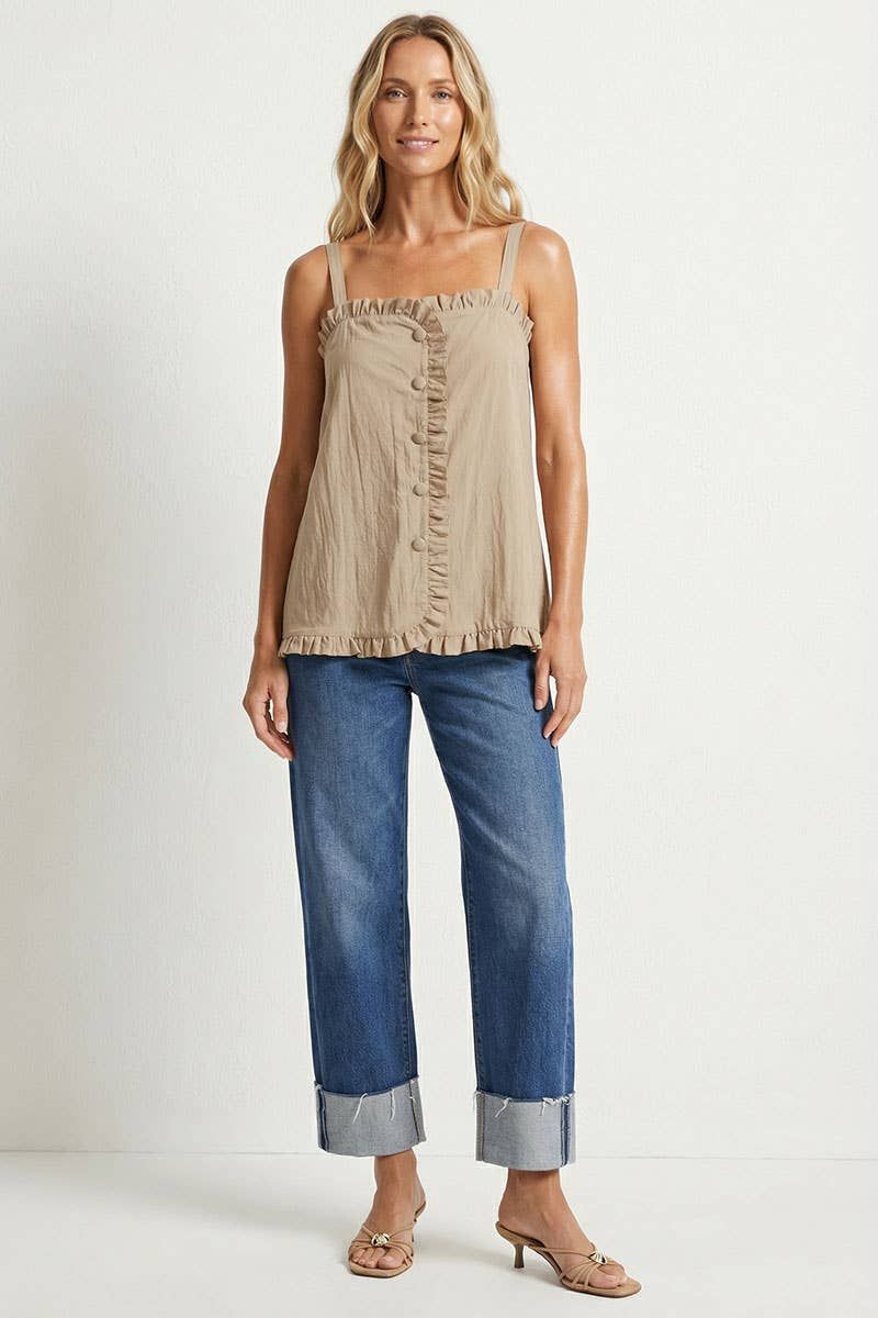 Ruffle Detail Shirt Tank Top