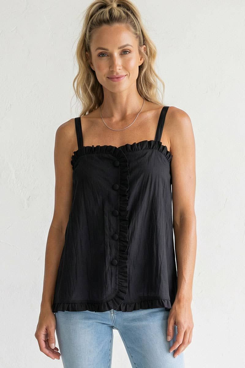 Ruffle Detail Shirt Tank Top