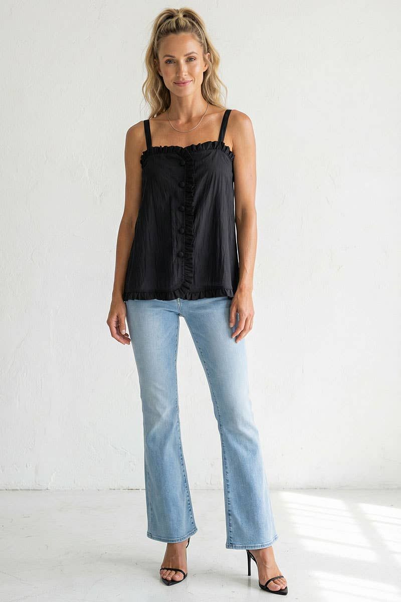 Ruffle Detail Shirt Tank Top