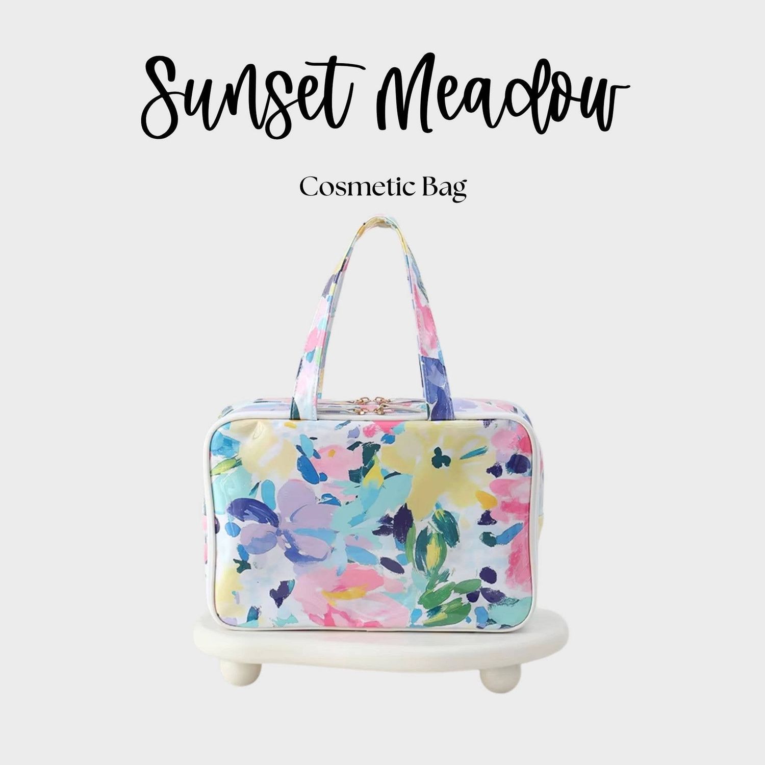 Waterproof Cosmetic Case PVC Make up Bag Sunset Meadow