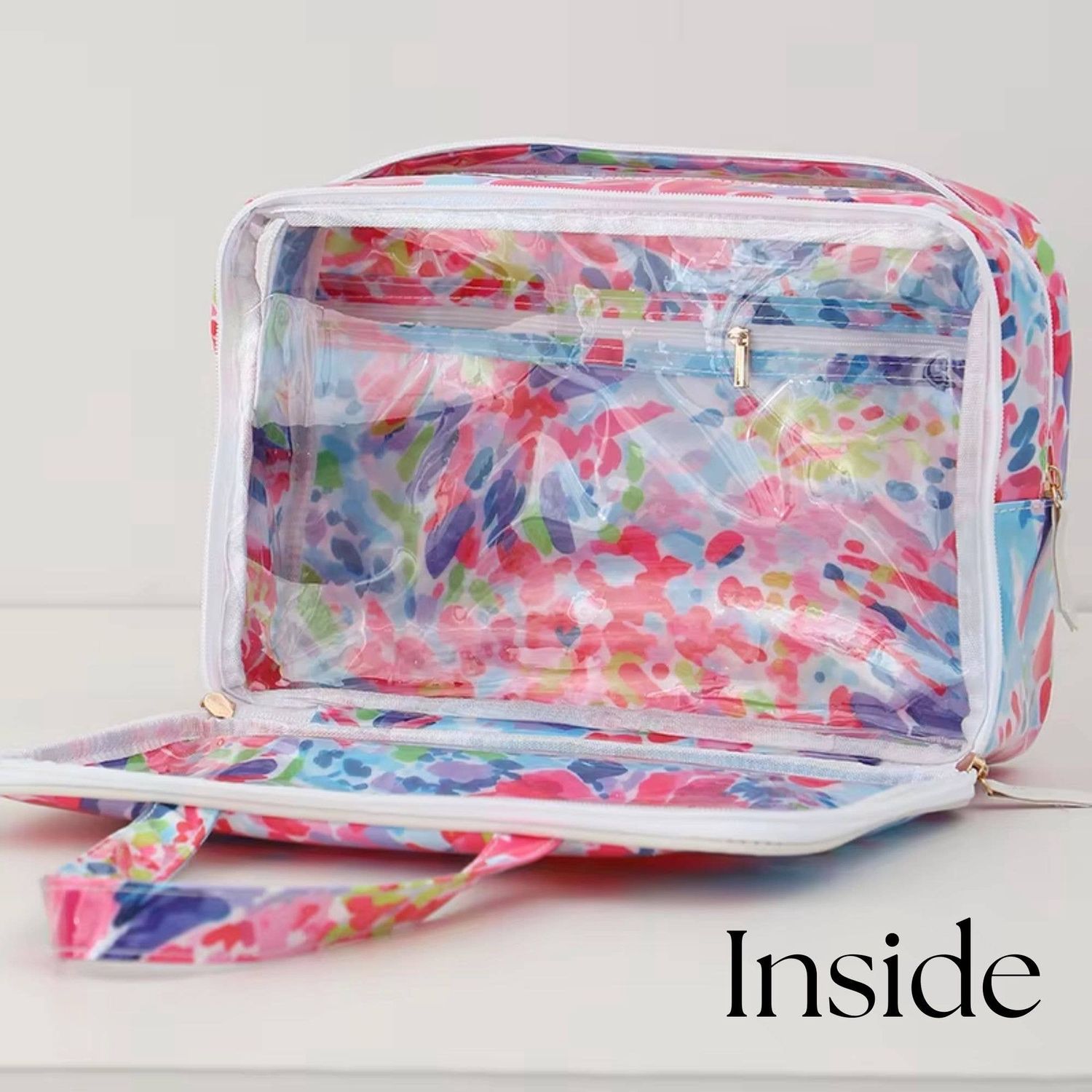 Waterproof Cosmetic Case PVC Make up Bag Sunset Meadow