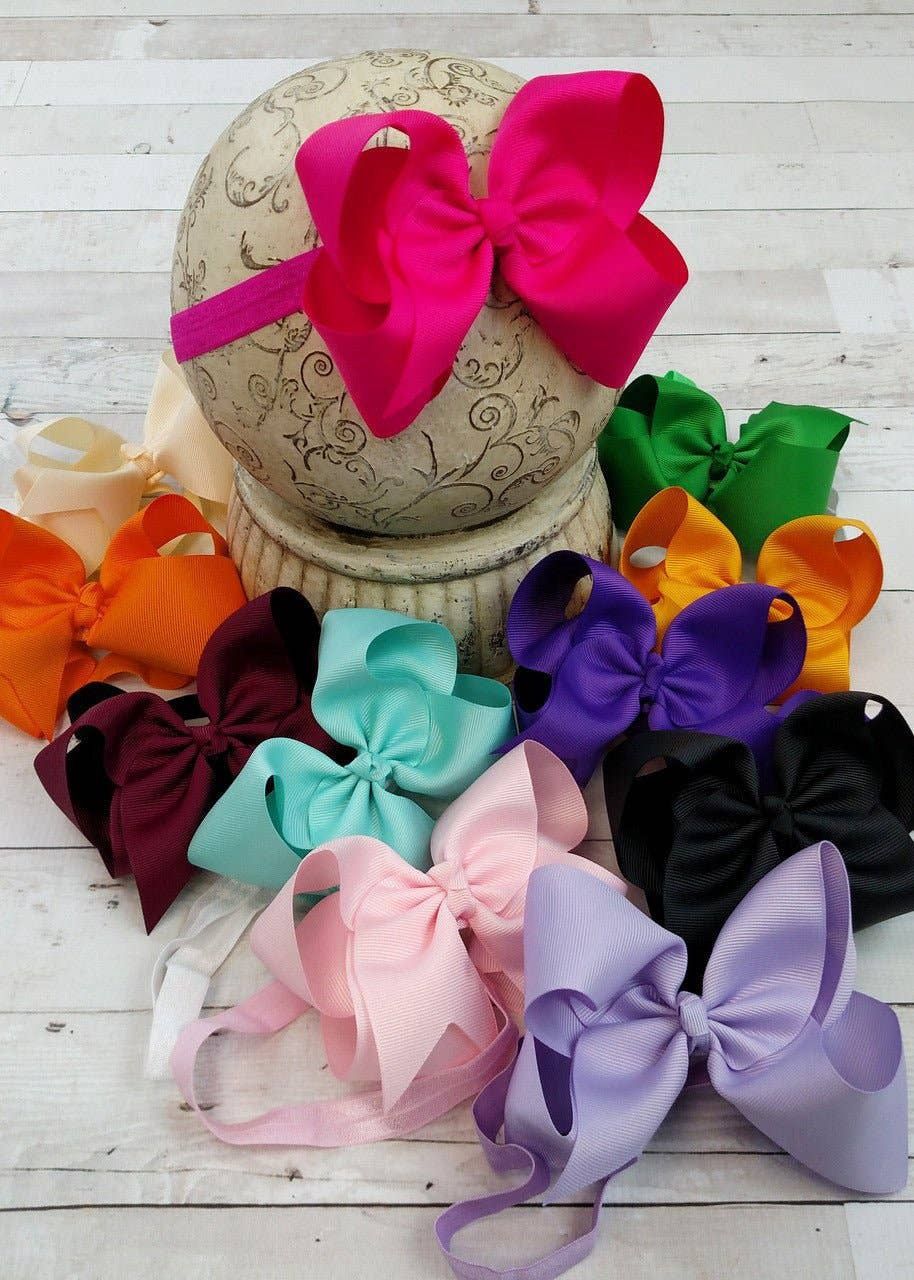 4.5" Classic Grosgrain Hair Bow | Alligator Clip, Satin Headband, or French Clip