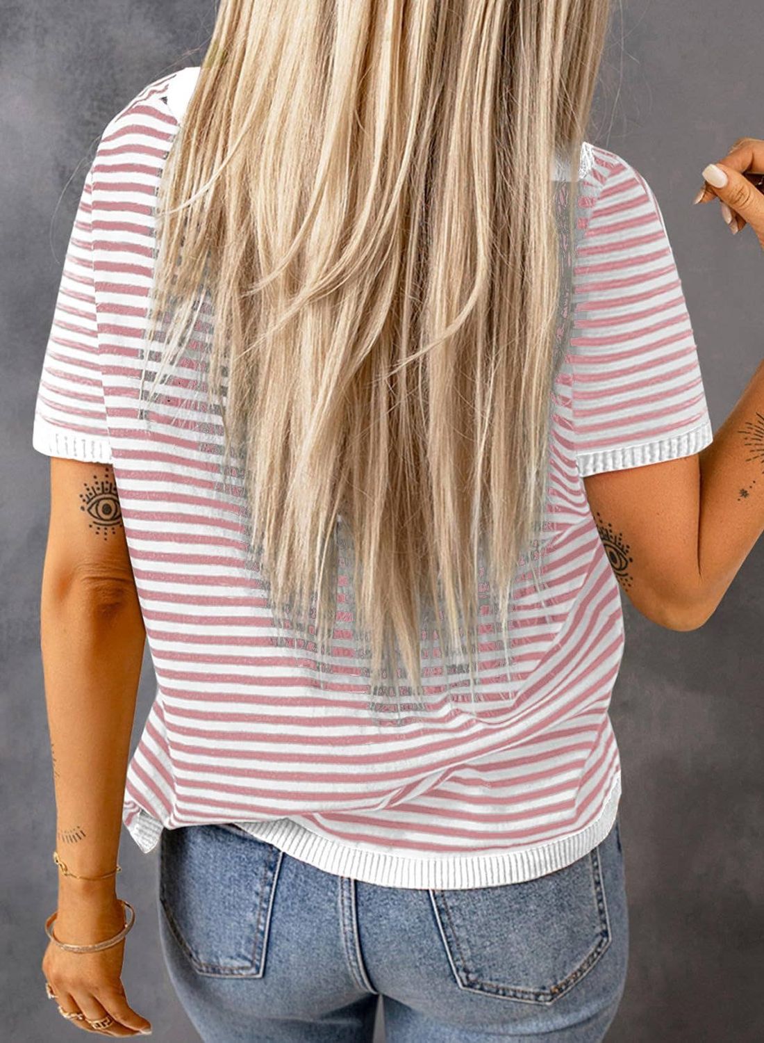 Striped Colorblock Crew Neck Knit Sweater