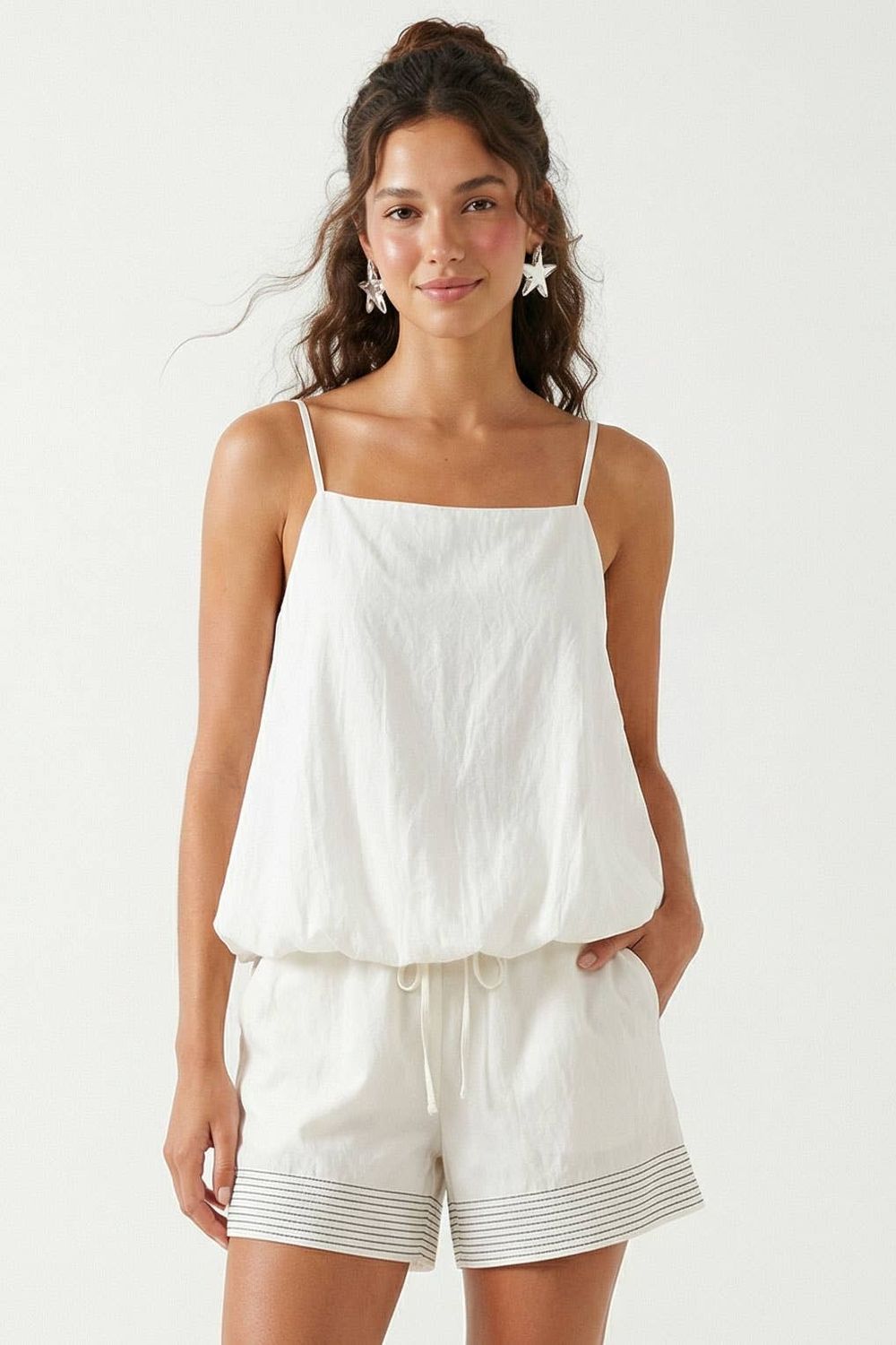 Billowy Cami Top With Bubble Hem