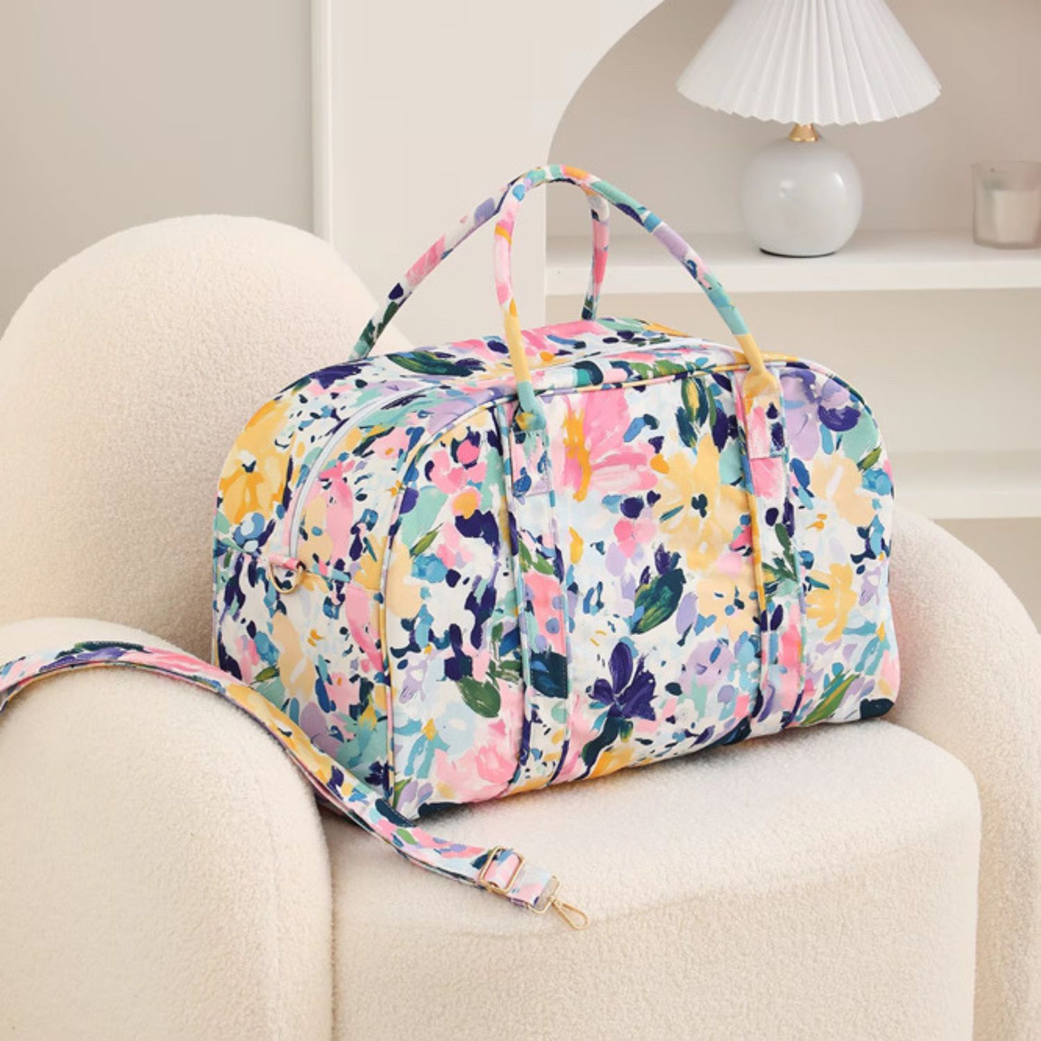 Floral Weekender Duffel Bag Sunset Meadow