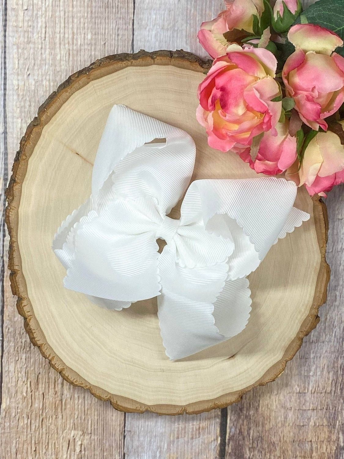 5.5" Oversize Scalloped Hair Bow | Clip or Headband