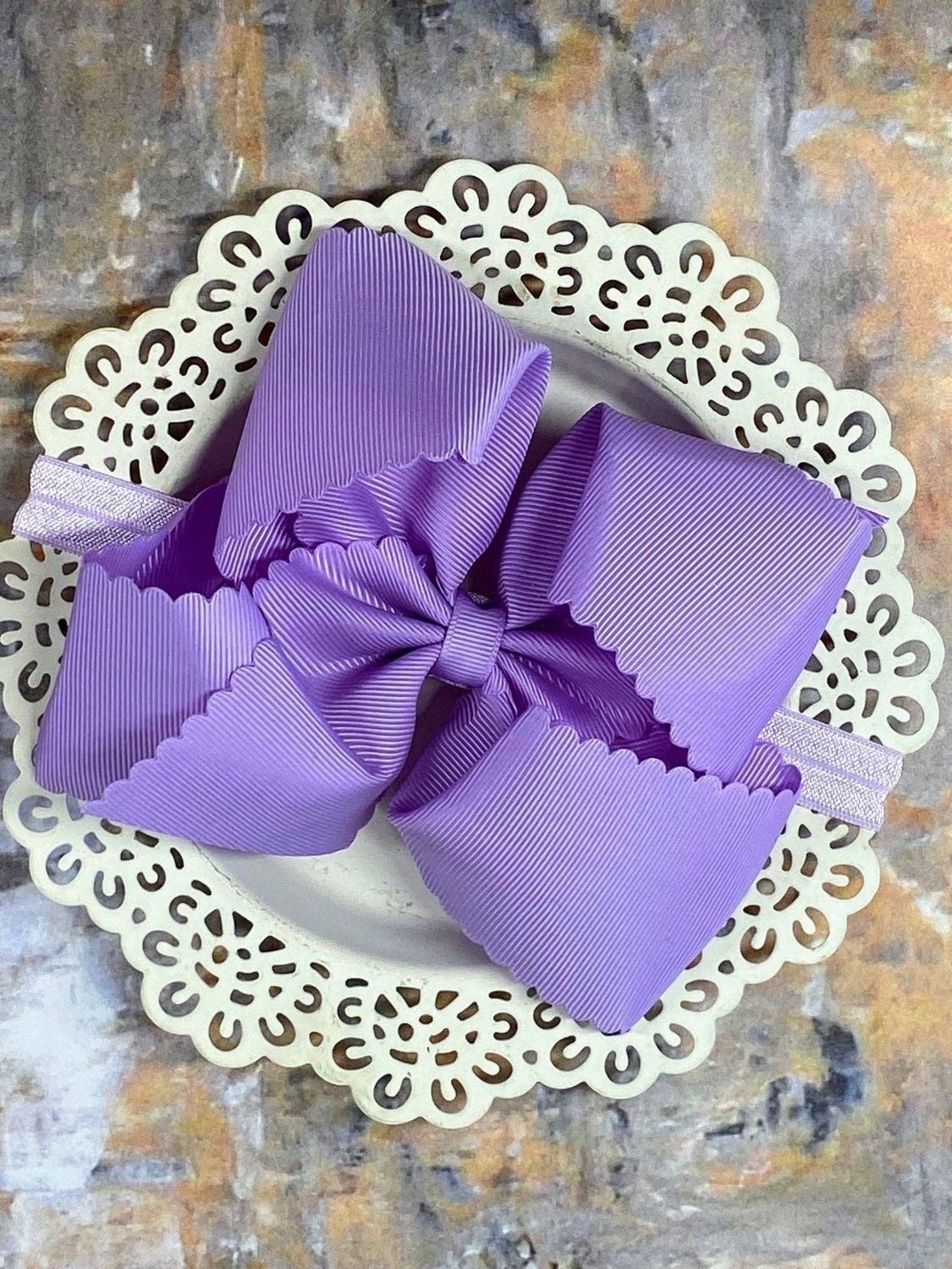 5.5" Oversize Scalloped Hair Bow | Clip or Headband