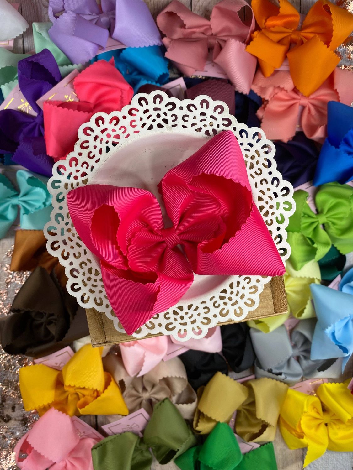5.5" Oversize Scalloped Hair Bow | Clip or Headband