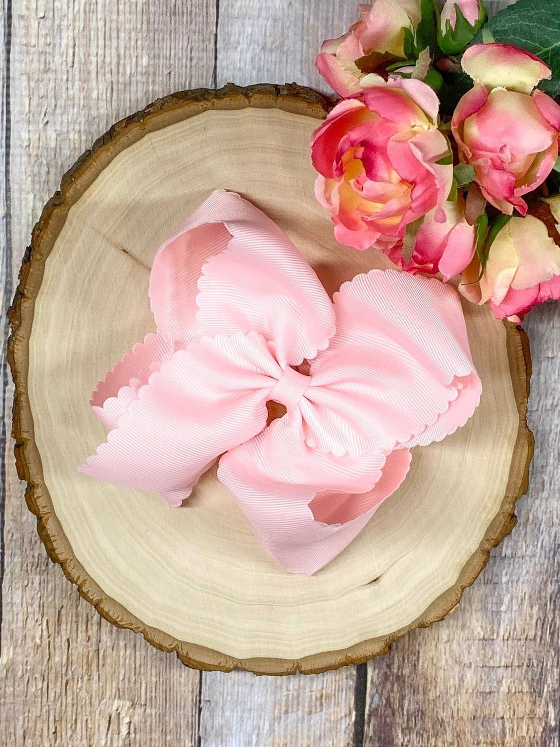5.5" Oversize Scalloped Hair Bow | Clip or Headband