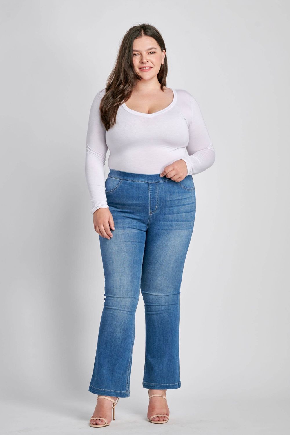 Plus Mid Rise Medium wash Flare Jegging (30") [AB35324MP-30]