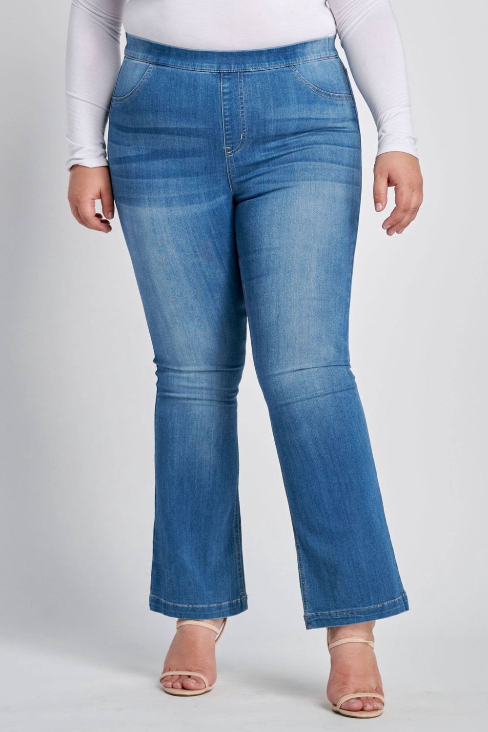 Plus Mid Rise Medium wash Flare Jegging (30") [AB35324MP-30], Size: 2X