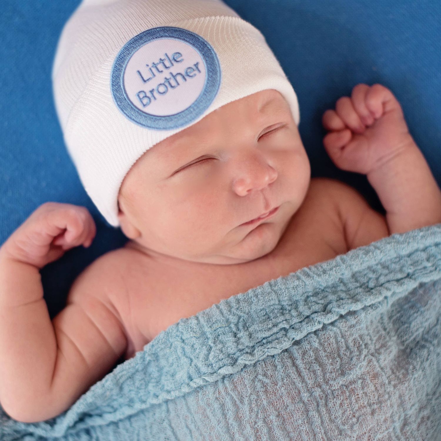Little Brother Gray, White or Blue, Size: newborn, Style: White Hat Little Brother