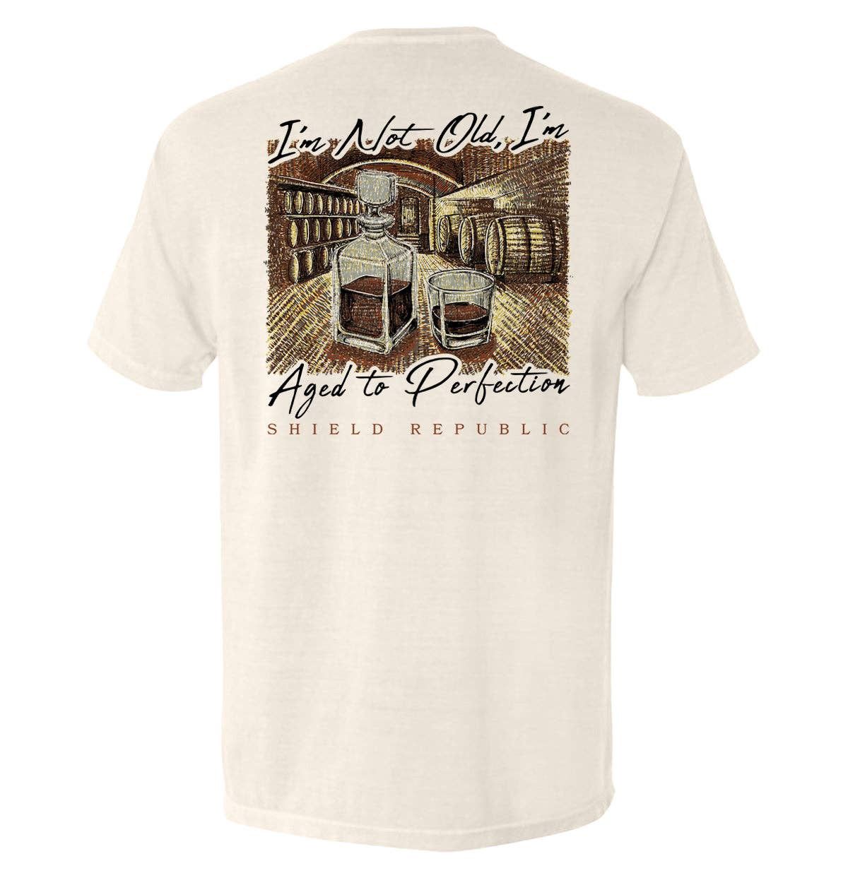 I'm Not Old, I'm Aged to Perfection, Color: Ivory, Size: M, Style: Comfort Colors Pocket Tee