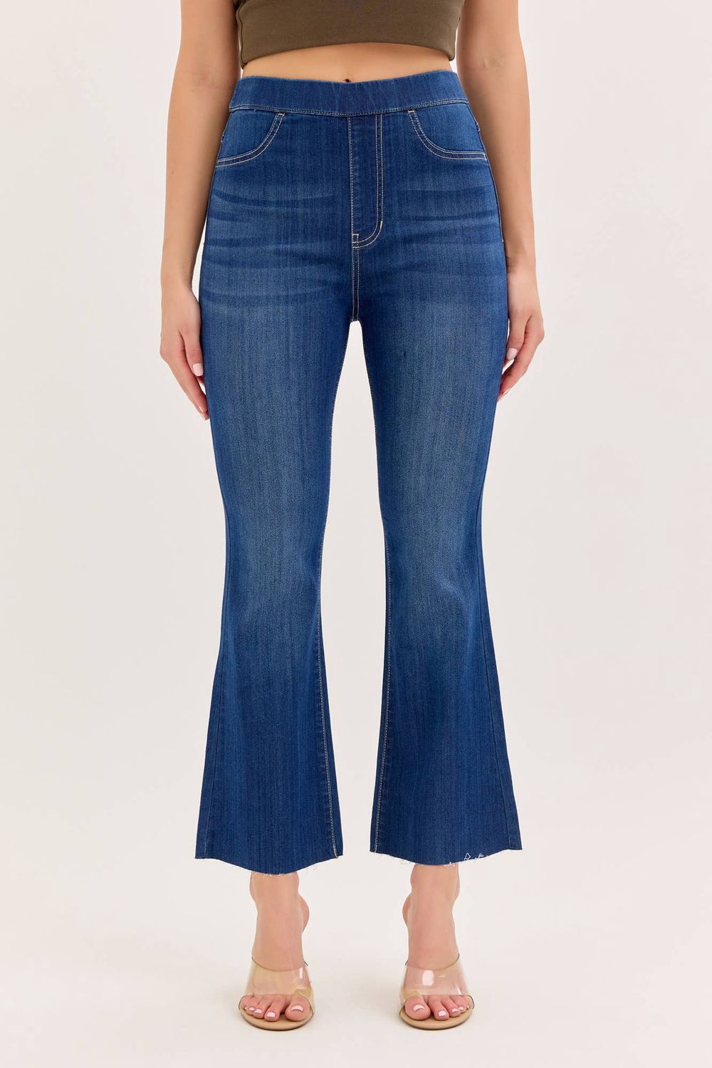 Dark Comfort High Rise Pull-On Crop Flare [Ab39360DK]