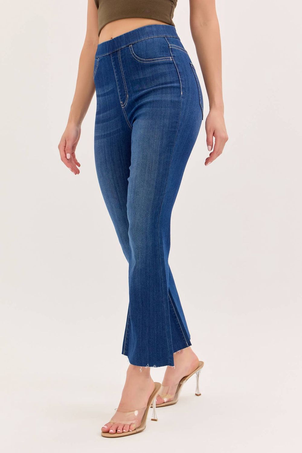 Dark Comfort High Rise Pull-On Crop Flare [Ab39360DK]