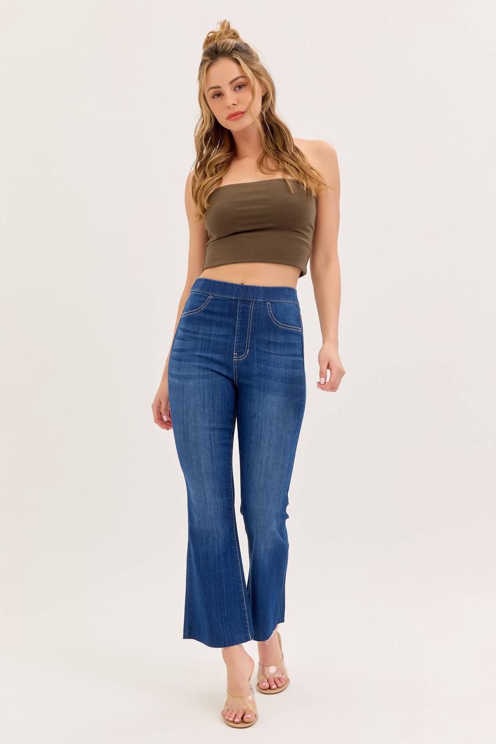 Dark Comfort High Rise Pull-On Crop Flare [Ab39360DK]