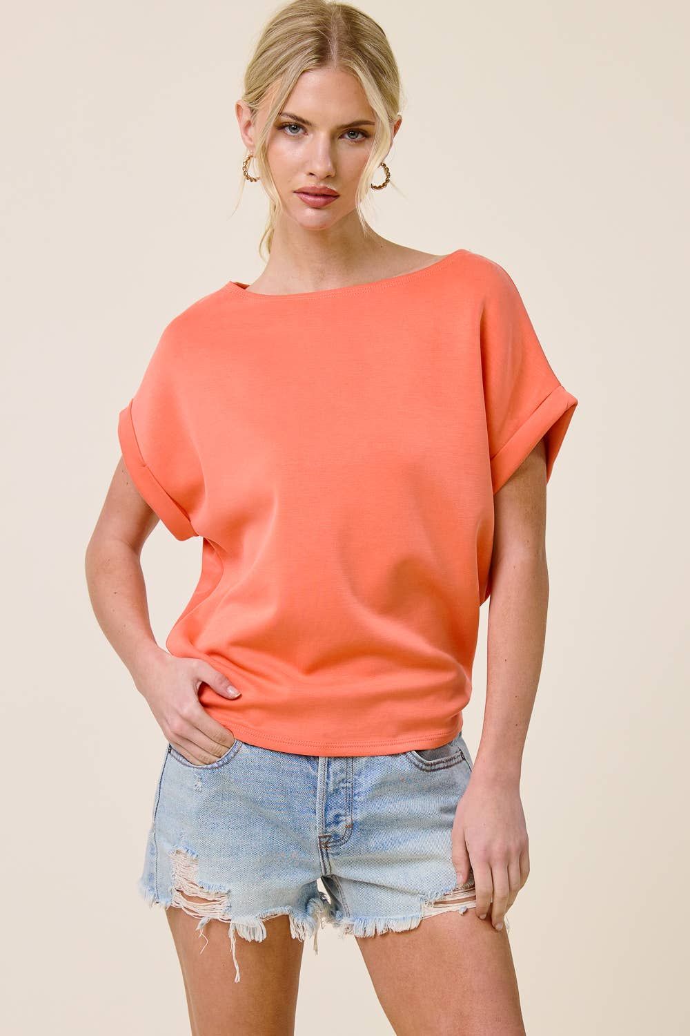 Cuff Sleeve Dolman Scuba Top