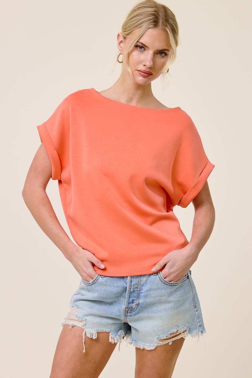 Cuff Sleeve Dolman Scuba Top