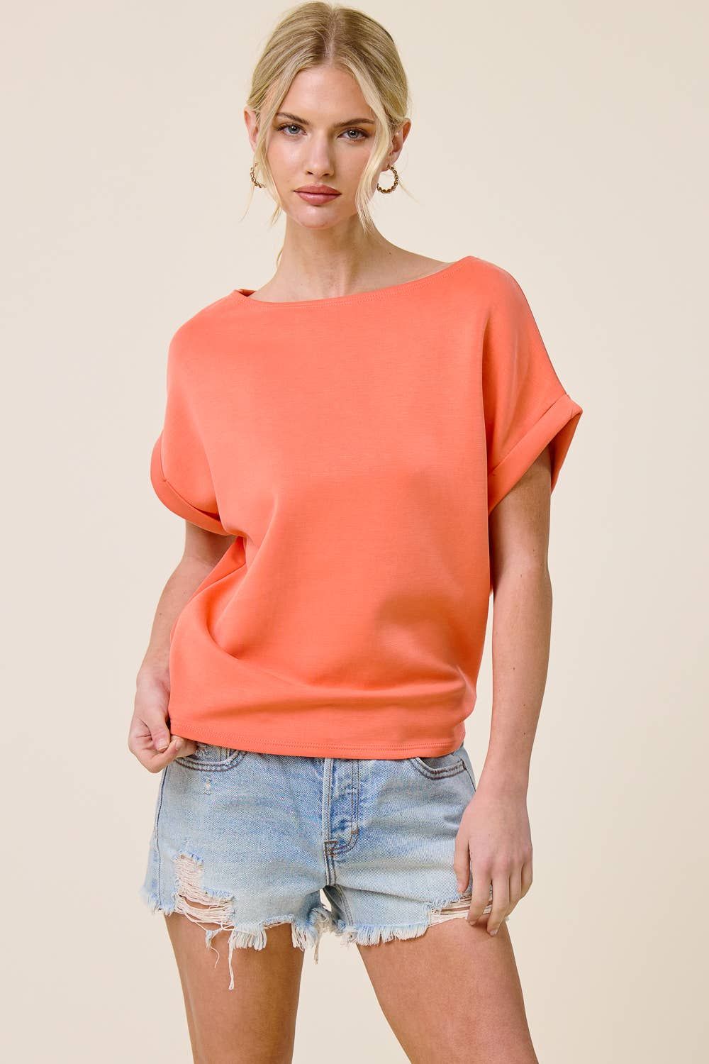 Cuff Sleeve Dolman Scuba Top