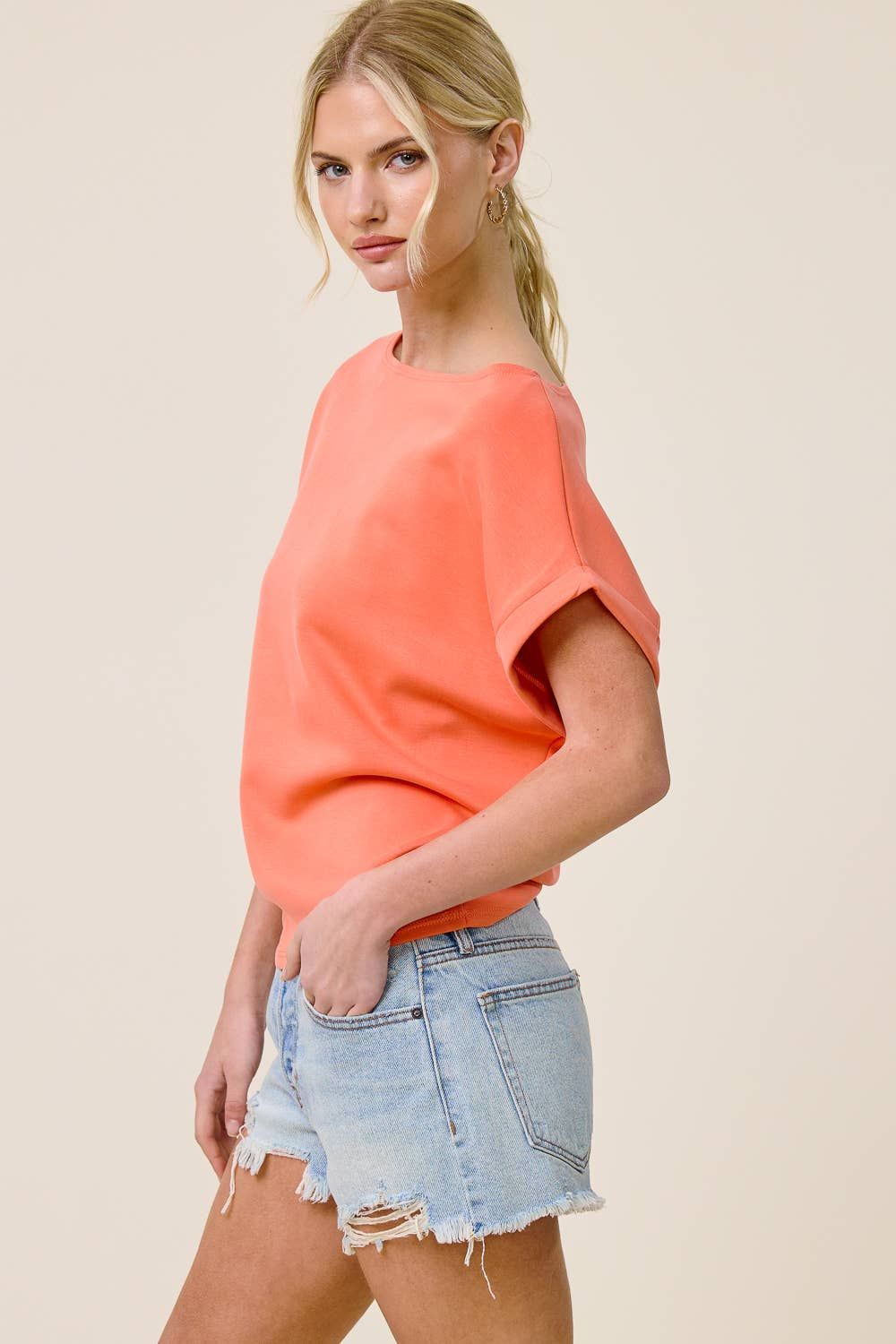 Cuff Sleeve Dolman Scuba Top