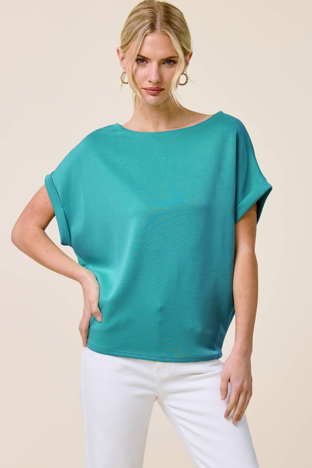 Cuff Sleeve Dolman Scuba Top