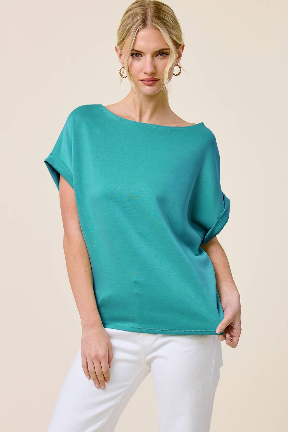 Cuff Sleeve Dolman Scuba Top