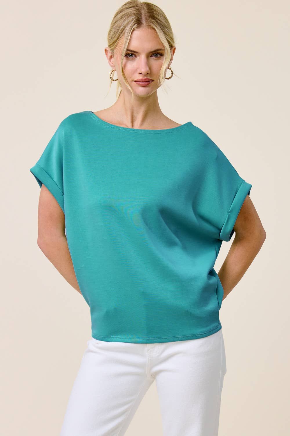 Cuff Sleeve Dolman Scuba Top