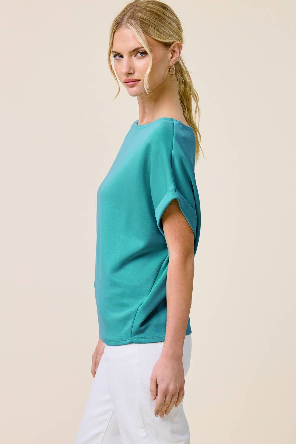 Cuff Sleeve Dolman Scuba Top