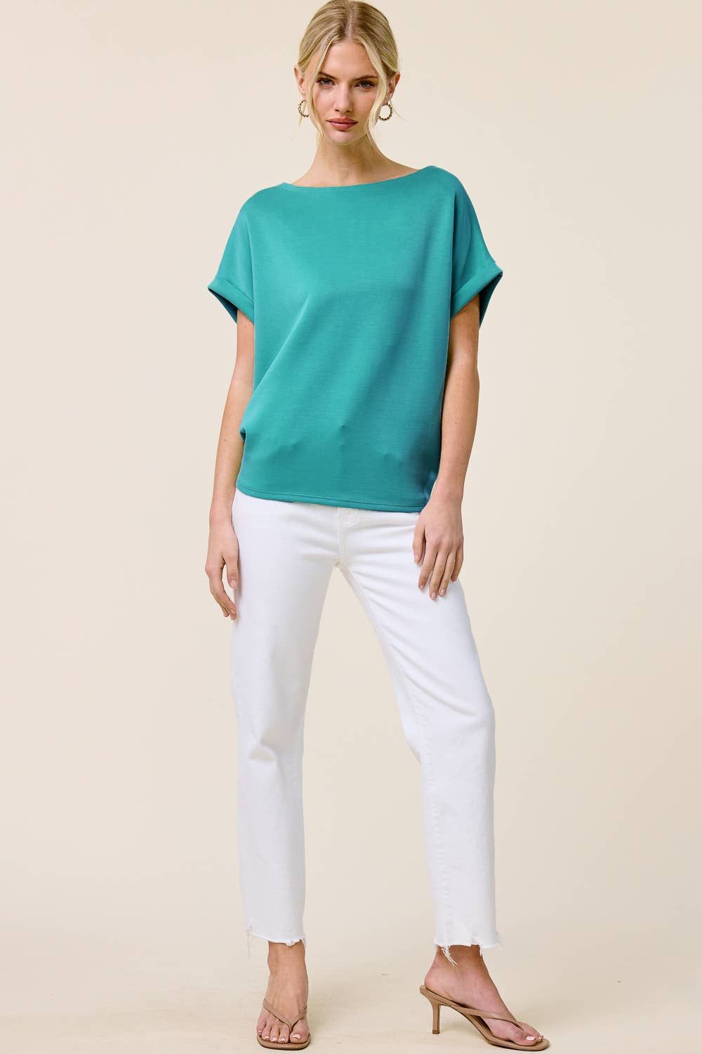 Cuff Sleeve Dolman Scuba Top