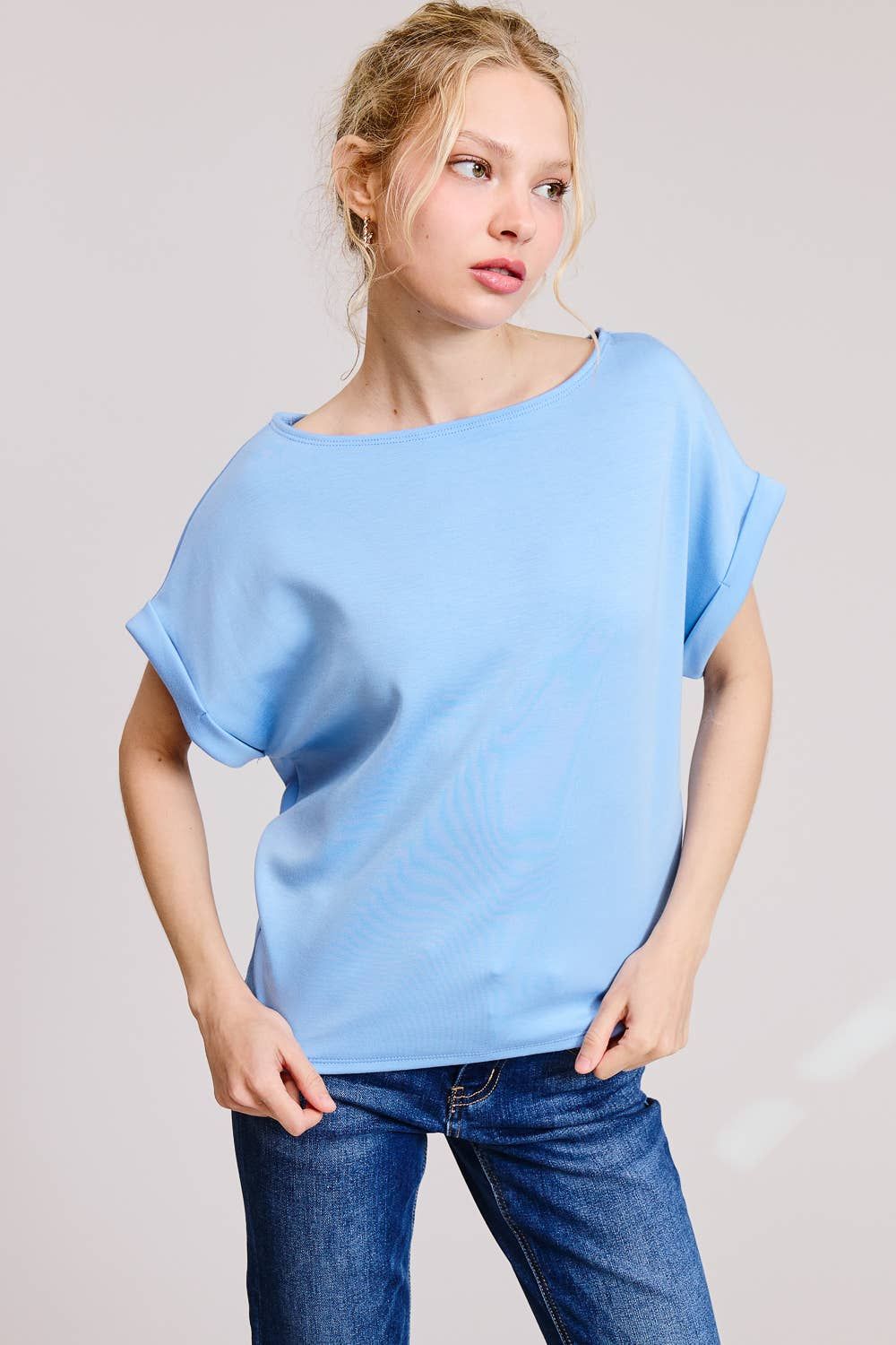 Cuff Sleeve Dolman Scuba Top