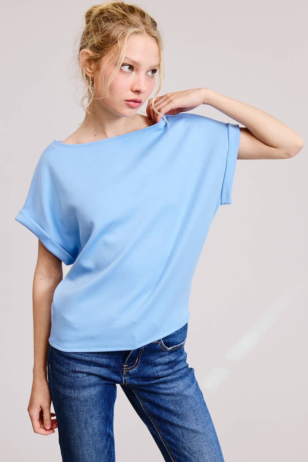 Cuff Sleeve Dolman Scuba Top