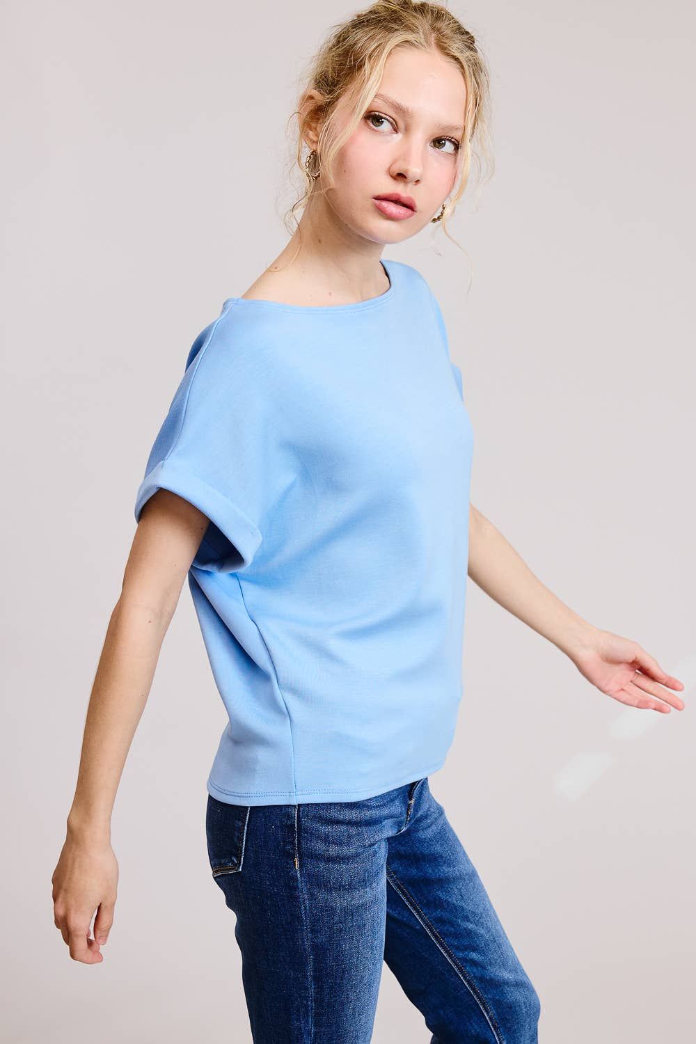 Cuff Sleeve Dolman Scuba Top