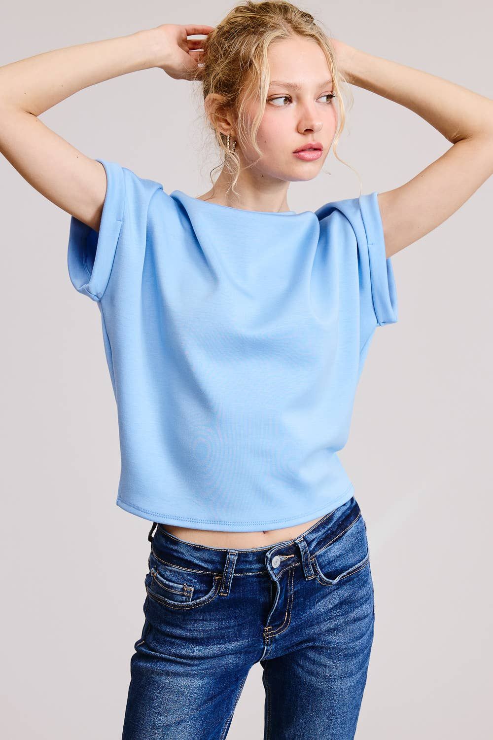 Cuff Sleeve Dolman Scuba Top