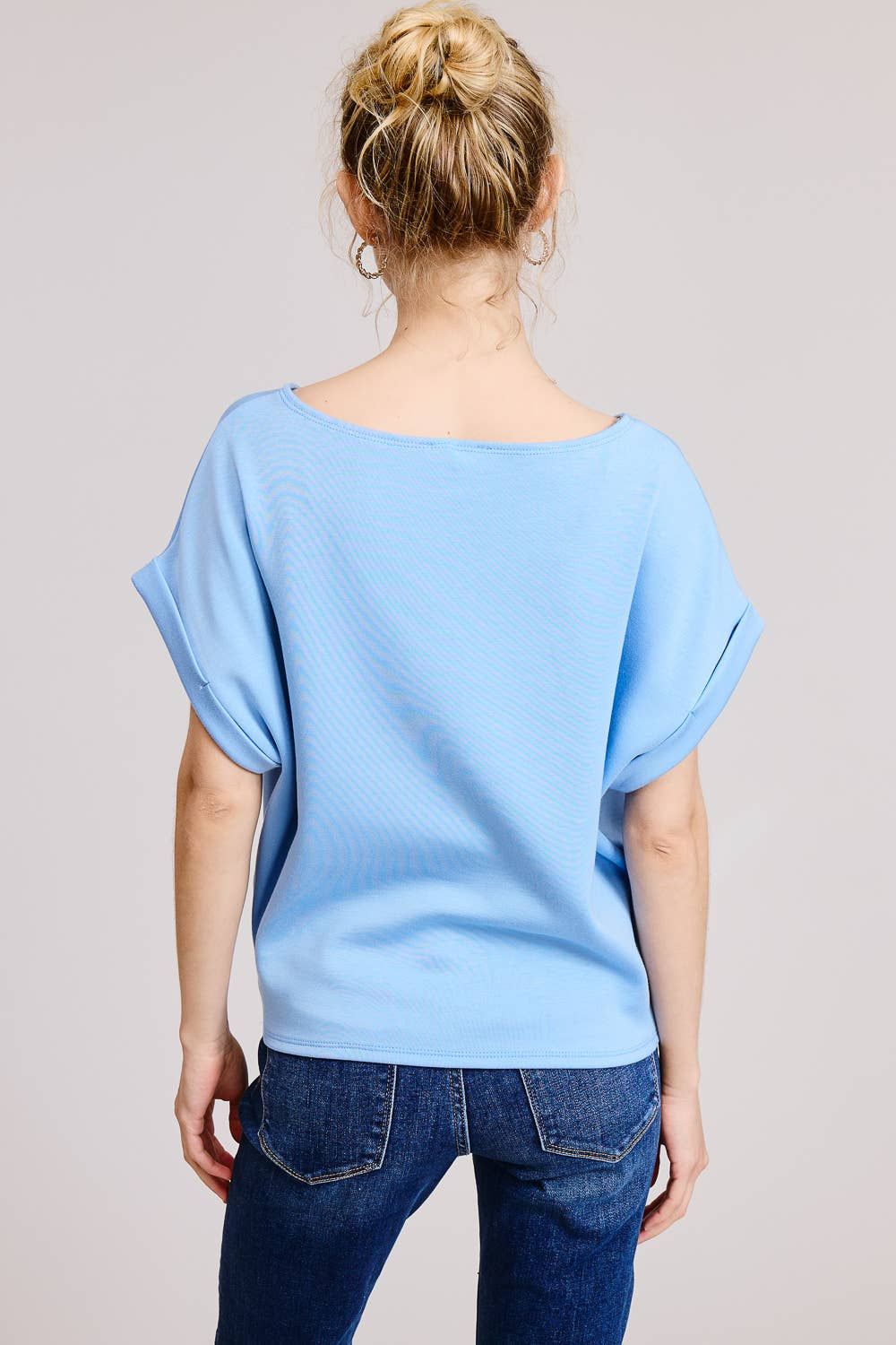 Cuff Sleeve Dolman Scuba Top