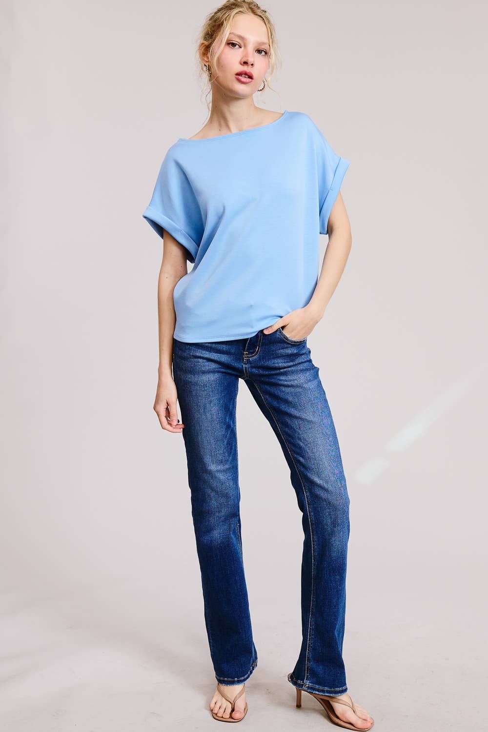 Cuff Sleeve Dolman Scuba Top