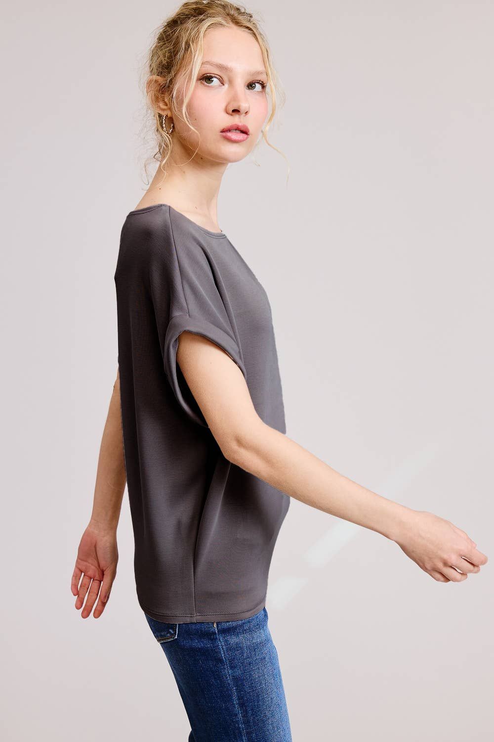 Cuff Sleeve Dolman Scuba Top