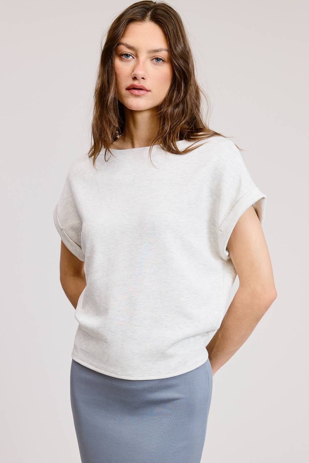 Cuff Sleeve Dolman Scuba Top