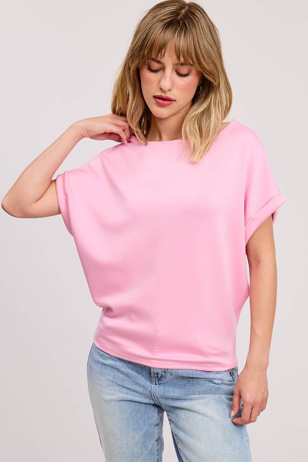 Cuff Sleeve Dolman Scuba Top