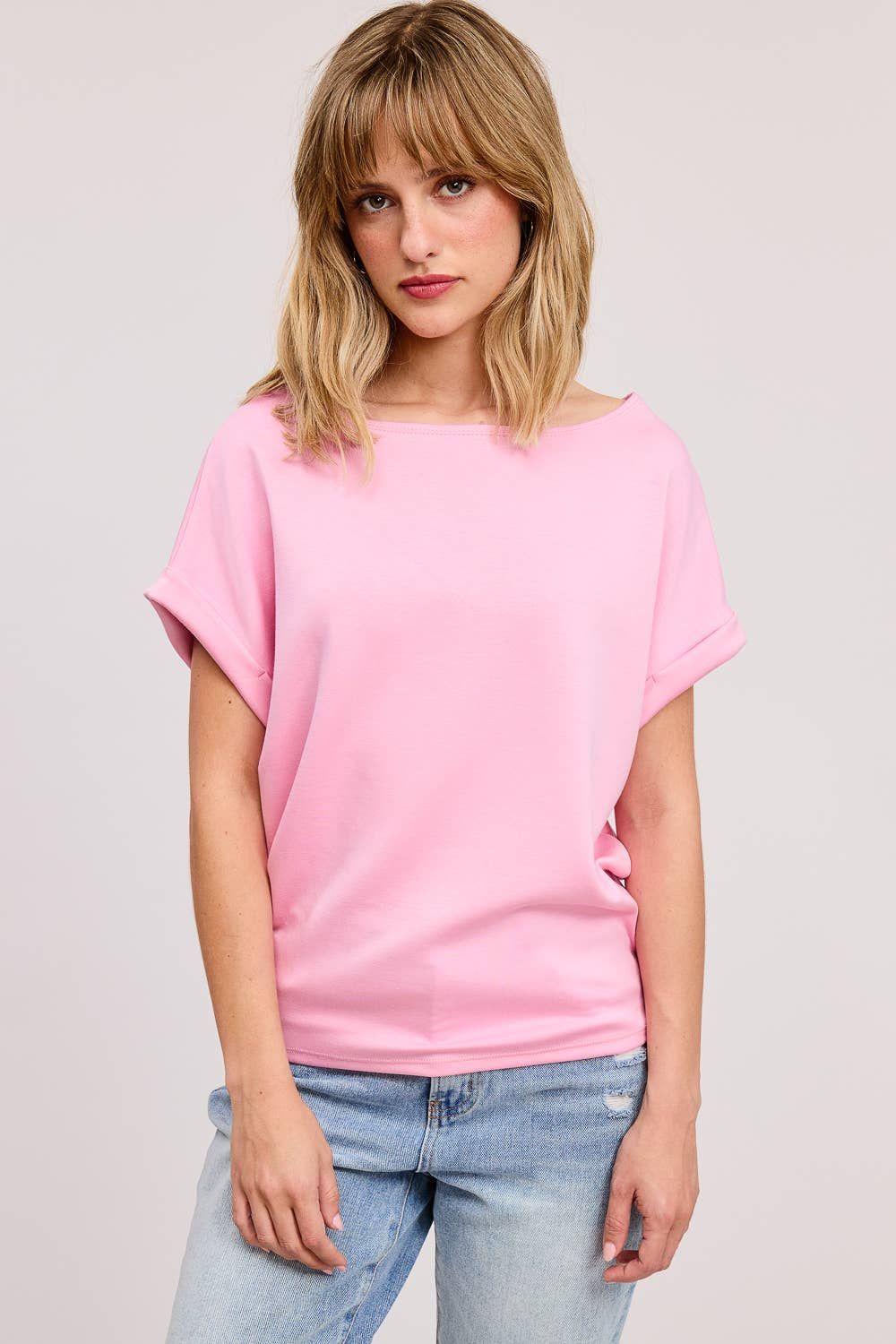 Cuff Sleeve Dolman Scuba Top