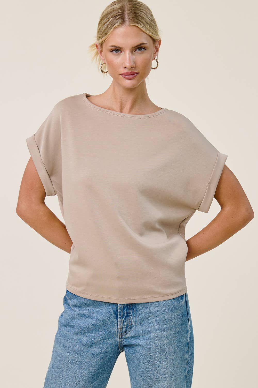 Cuff Sleeve Dolman Scuba Top