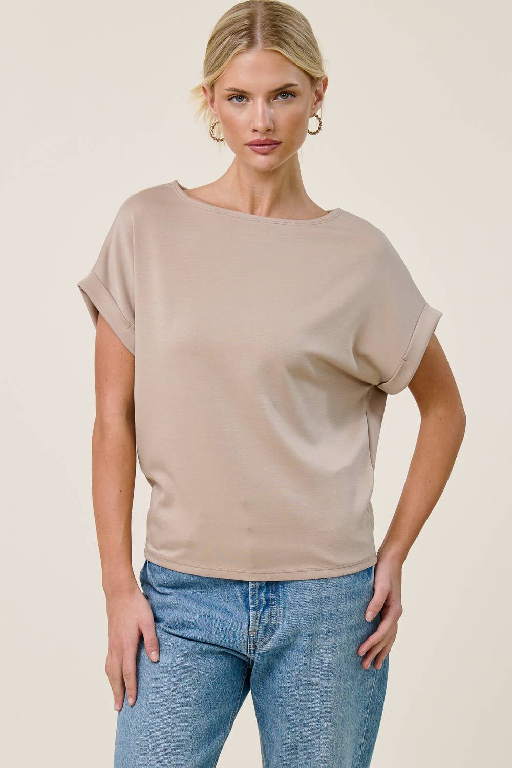 Cuff Sleeve Dolman Scuba Top