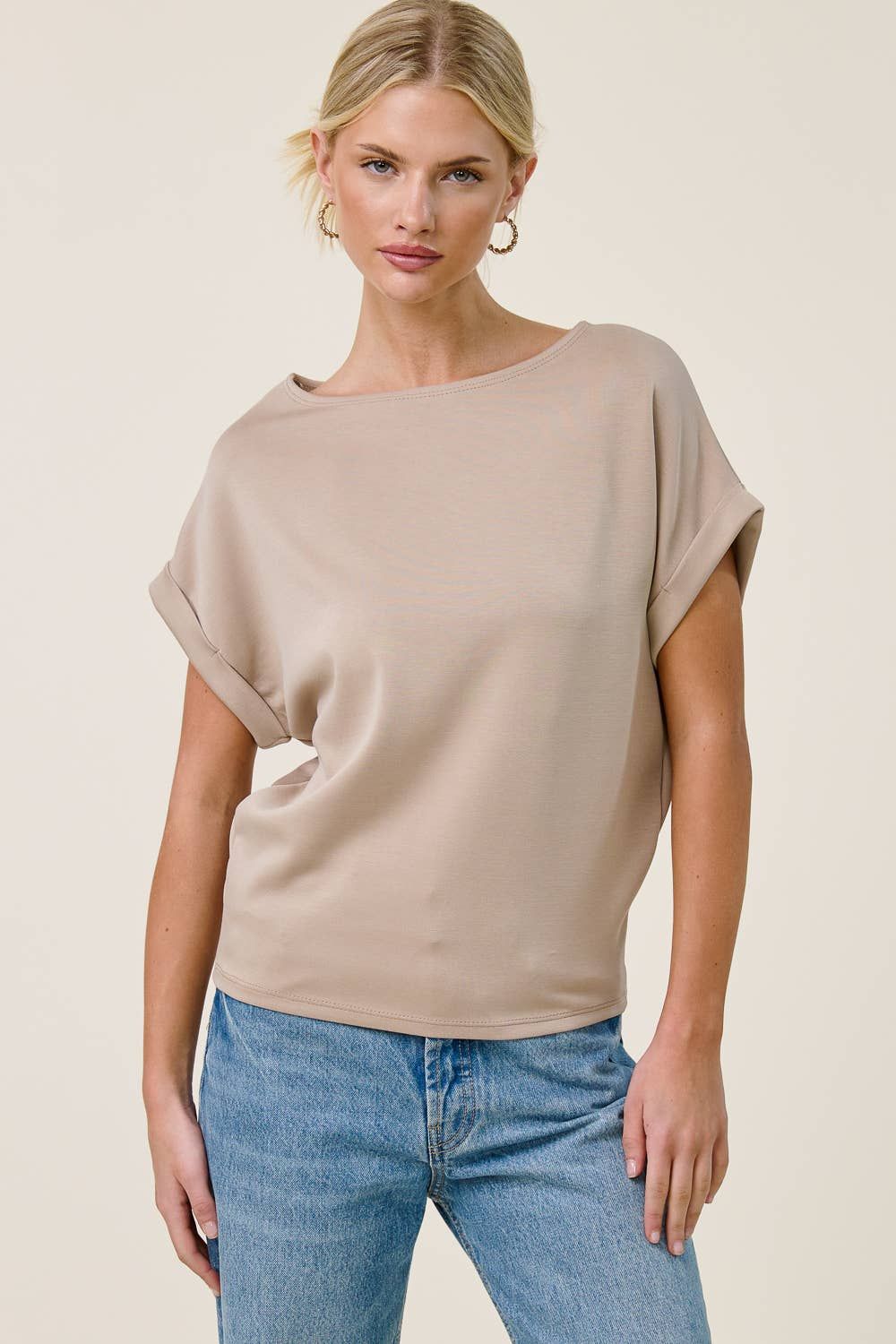 Cuff Sleeve Dolman Scuba Top