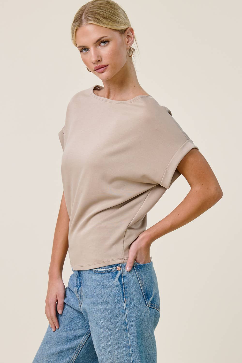 Cuff Sleeve Dolman Scuba Top
